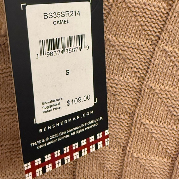 Polo Long Sleeve knit sweater by Ben Sherman in camel or spice - Picture 16 of 16